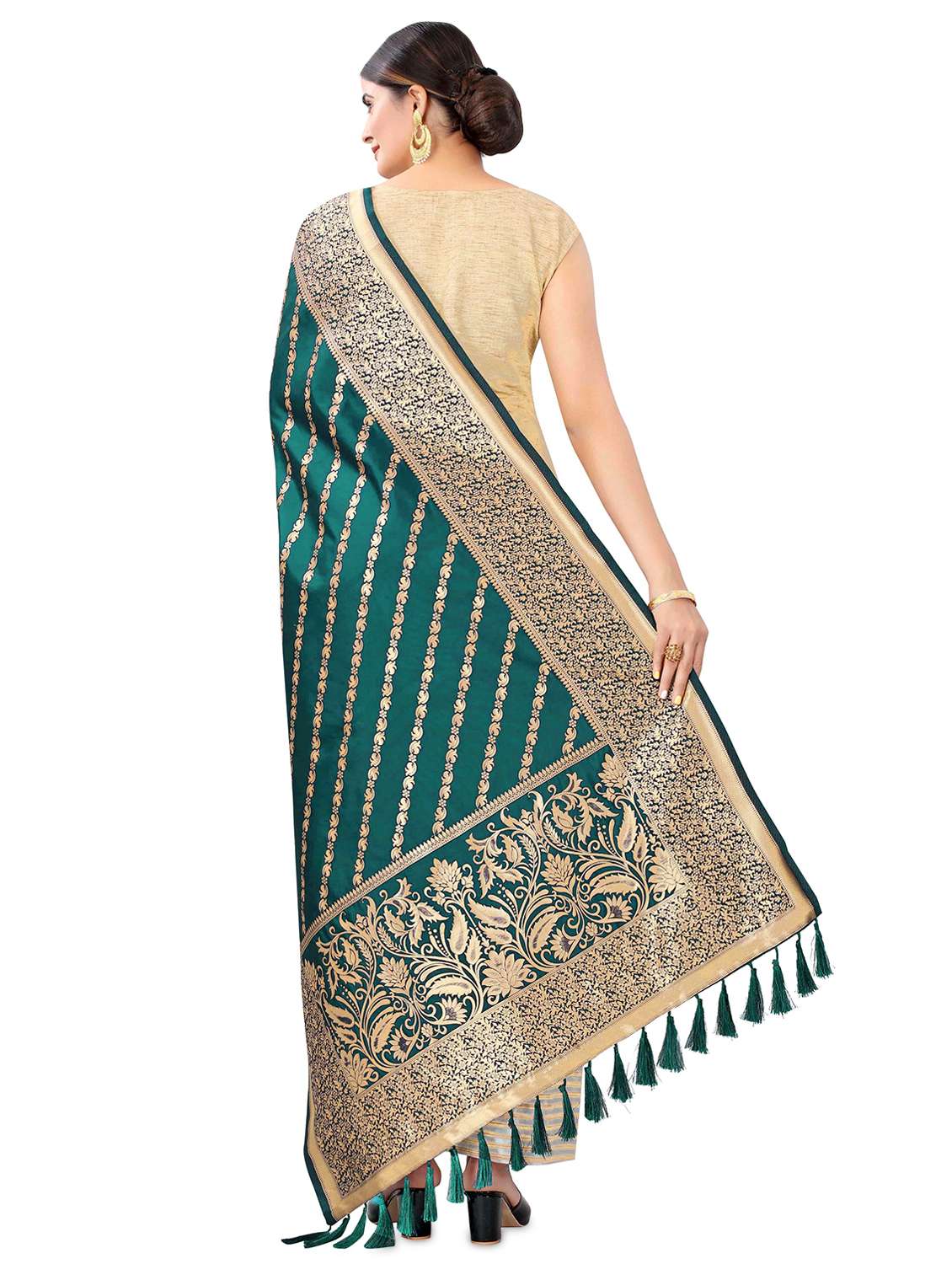 teal banarasi dupatta - 17690758 -  Standard Image - 2