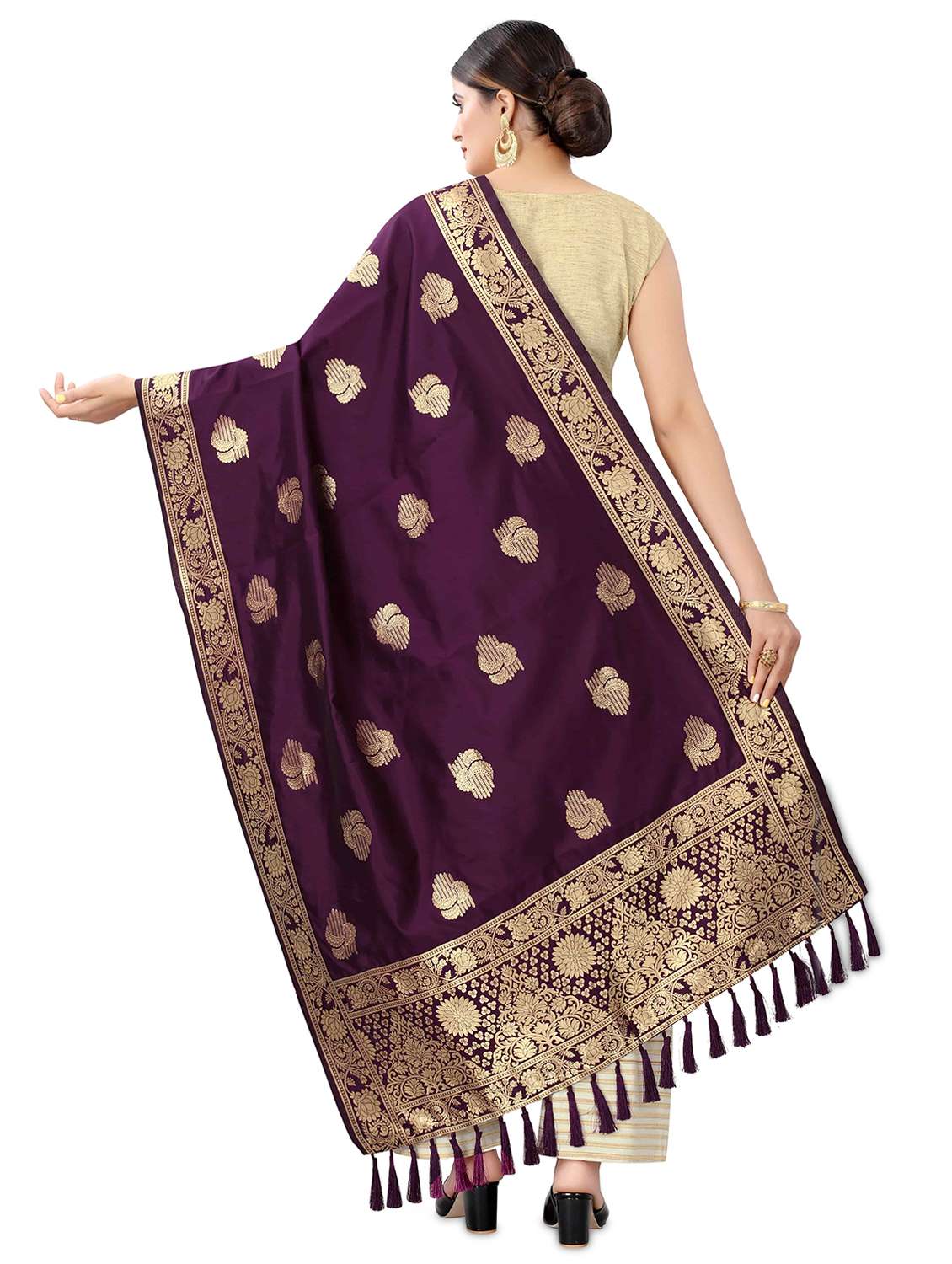 purple woven dupatta - 17690782 -  Standard Image - 2