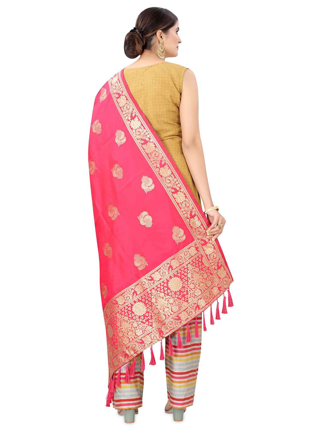 pink self designed banarasi dupatta - 17690784 -  Standard Image - 2