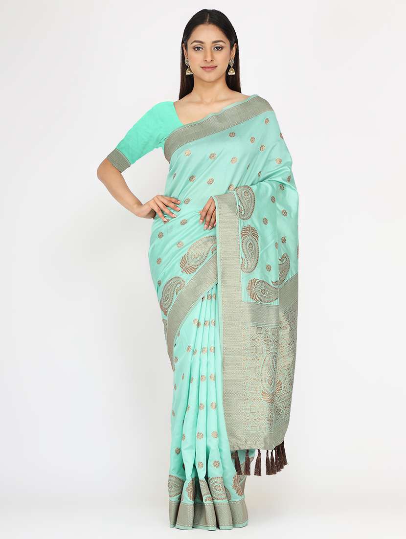 ethnic motifs woven saree with blouse