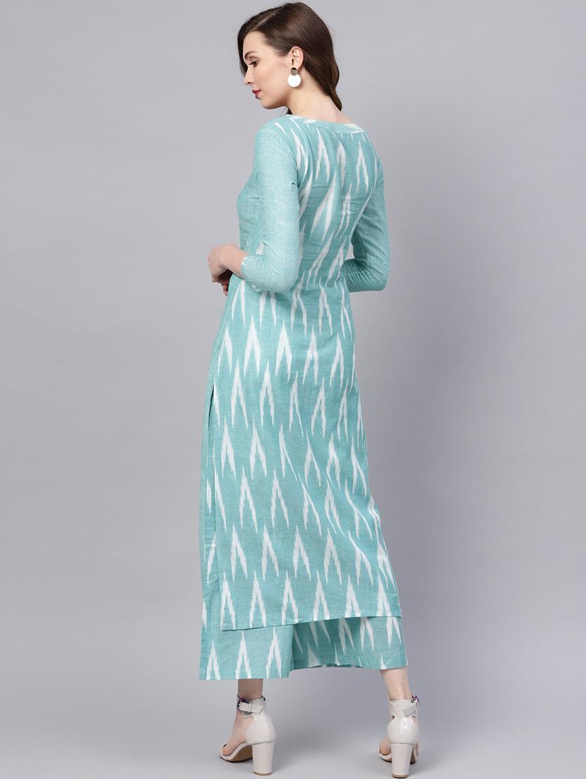 ikat kurta palazzo set - 17691069 - Standard Image - 2