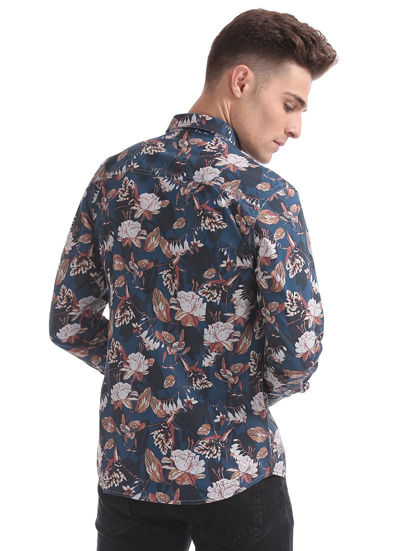 blue floral casual shirt - 17691338 - Standard Image - 2