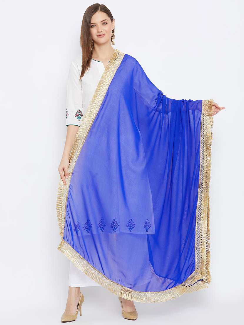 blue poly georgette dupatta