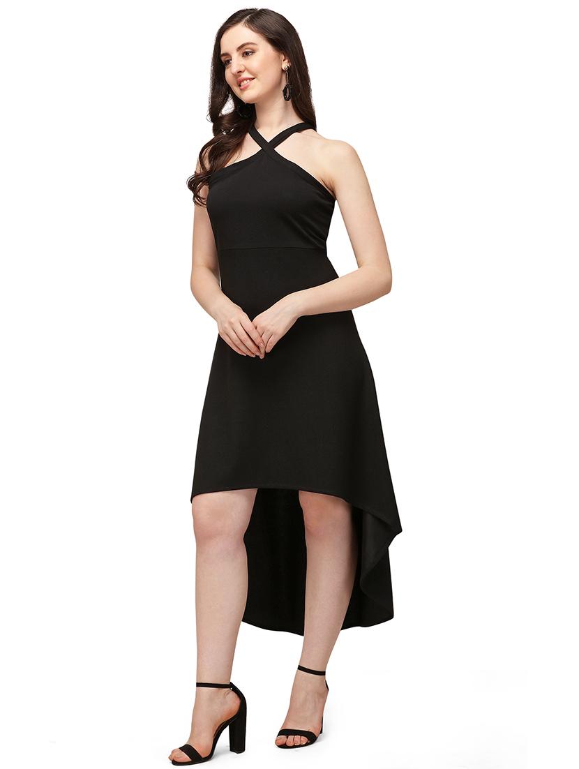halter neck asymmetric dress - 17691653 - Standard Image - 2