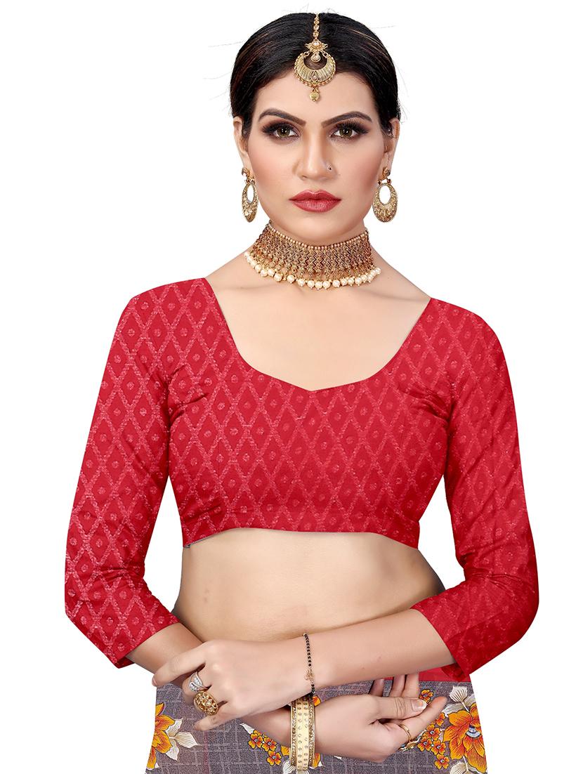 floral printed saree with blouse - 17691836 - Standard Image - 2
