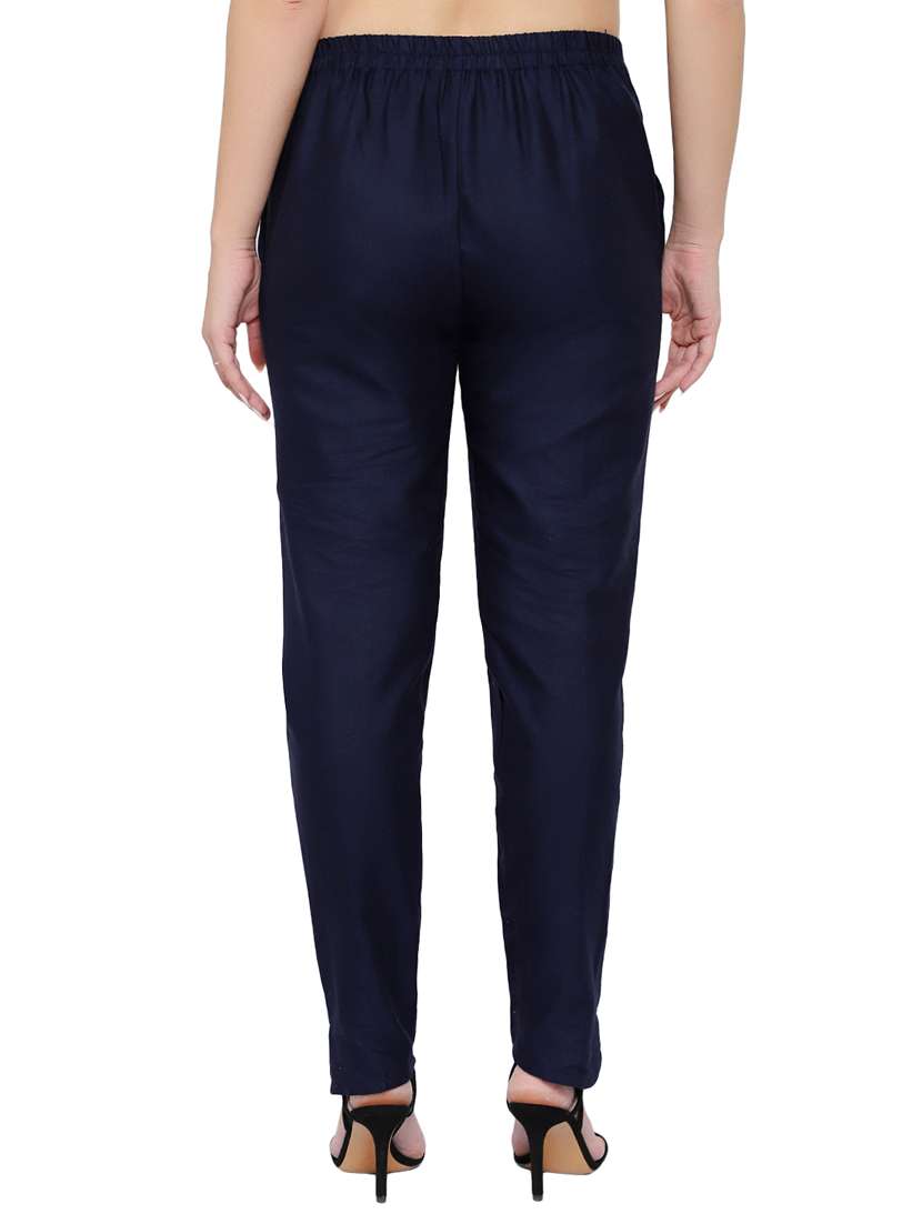 women solid high rise cigarette pant - 17691849 -  Standard Image - 2