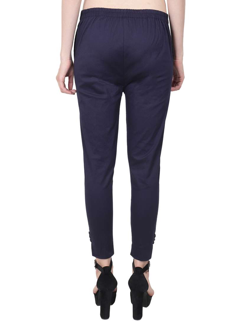 women solid mid rise cigarette pant - 17691853 -  Standard Image - 2