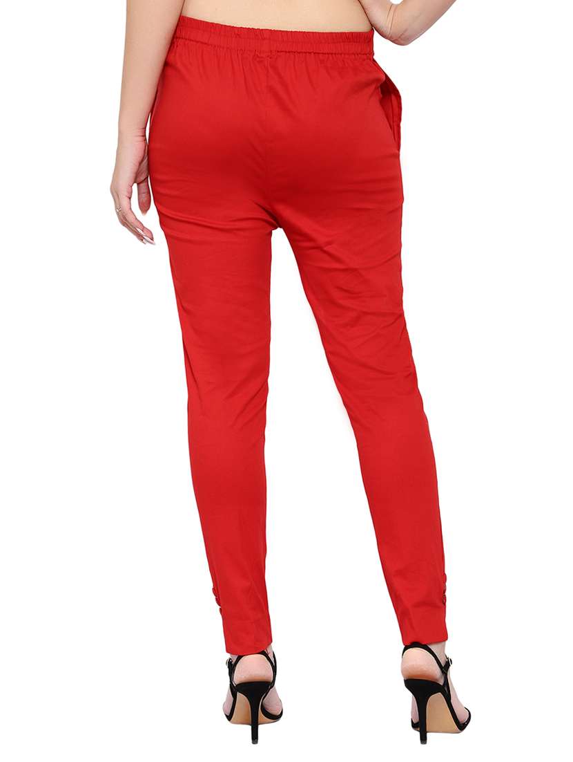 women solid mid rise cigarette pant - 17691854 -  Standard Image - 2