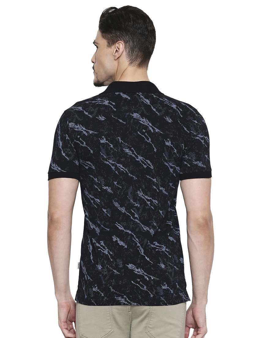 black printed polo t-shirt - 17692245 - Standard Image - 2
