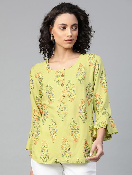 green bell sleeved printed tunic - 17692514 - Standard Image - 0