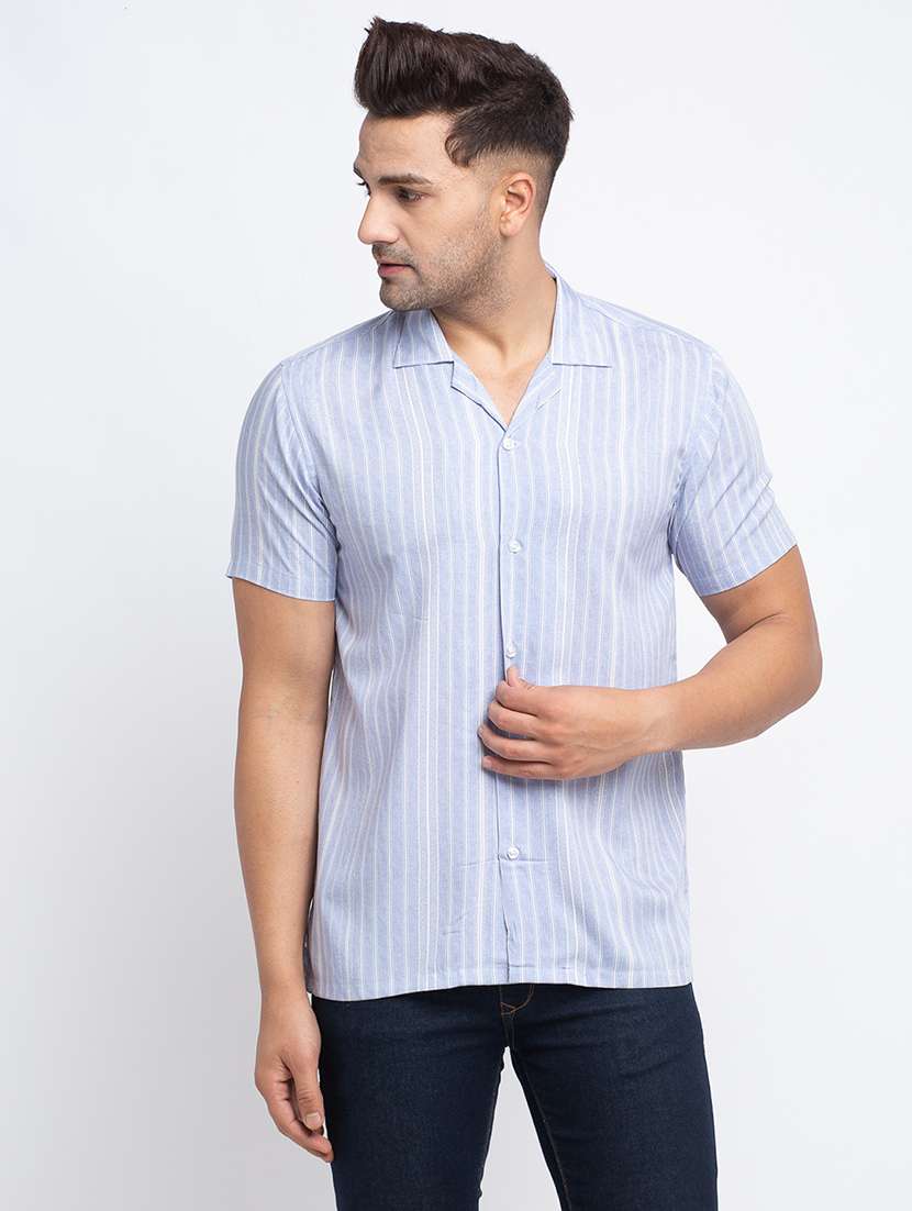 blue striped casual shirt