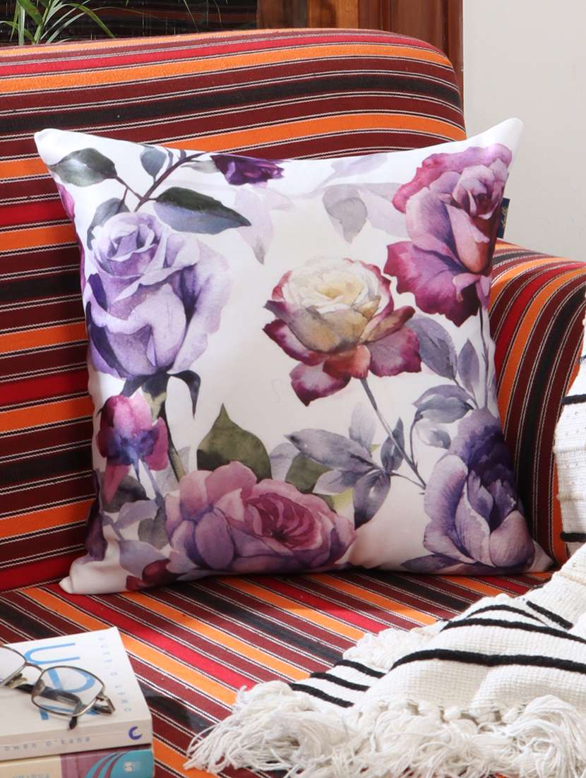 ambbi collections digital printed cushion cover  16 x 16 inches in satin, set of 1