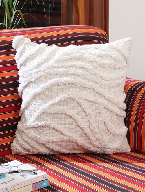 ambbi collections cotton slub tuffted cushion cover 16 x 16 inches in cotton , set of 1 - 17692884 - Standard Image - 0
