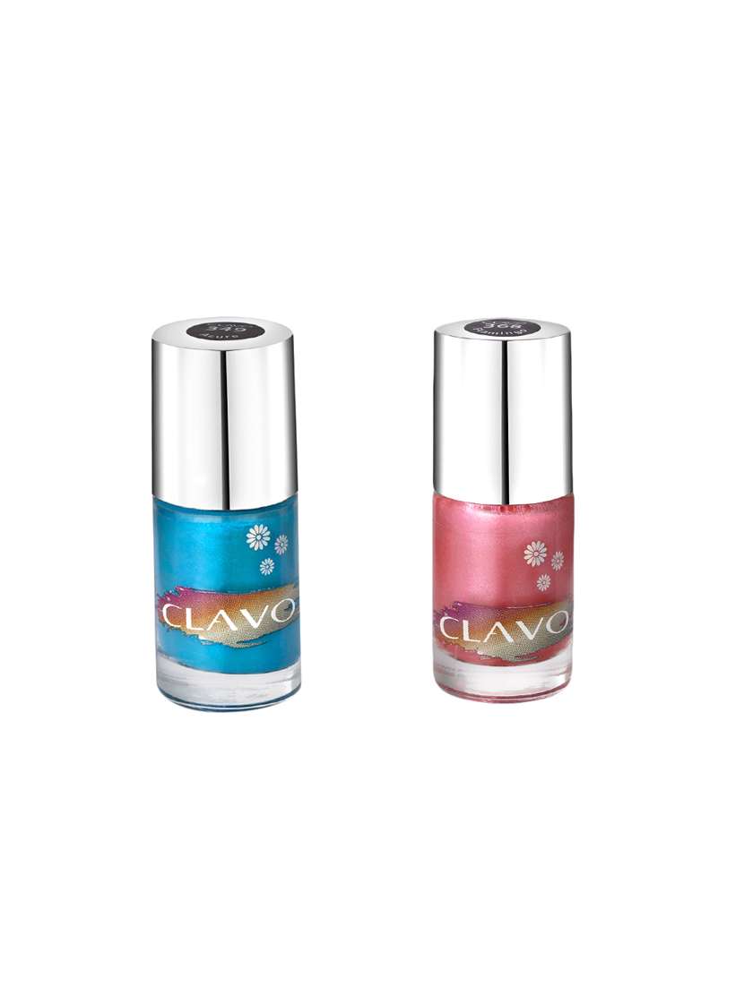 clavo fiery frost mini nail polish - combo of 2 - azure, flamingo