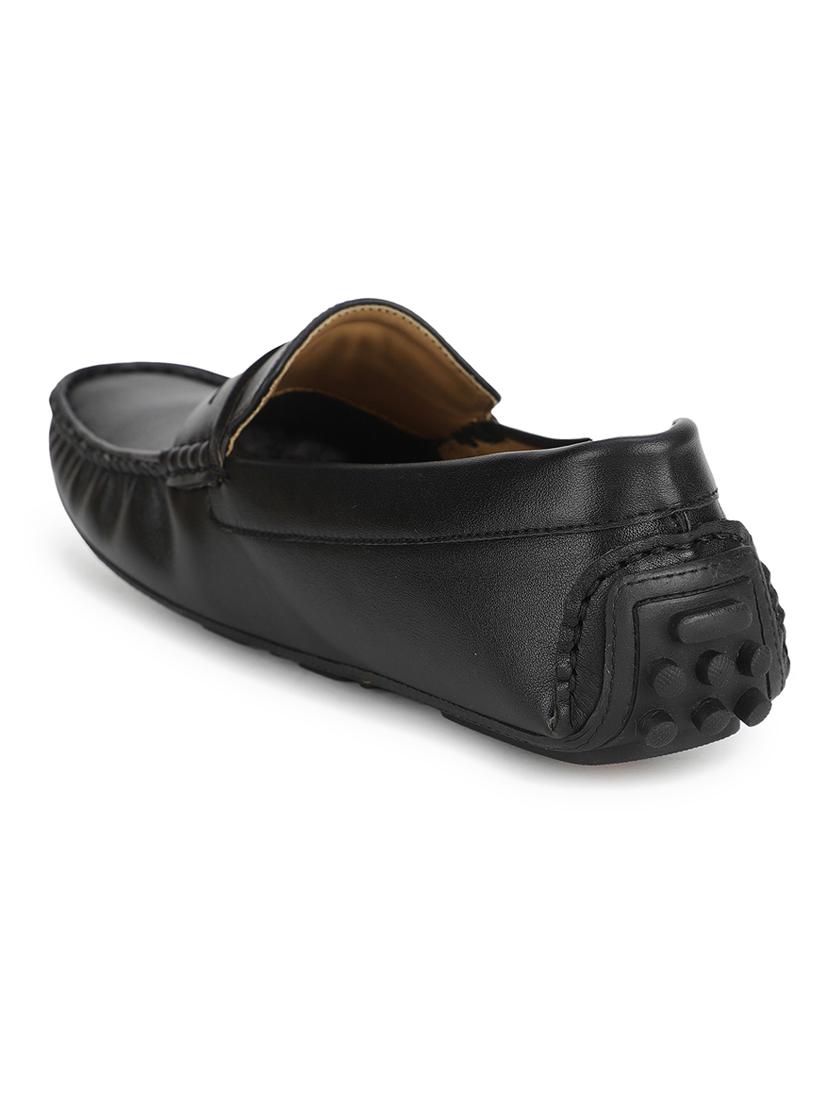 black pu slip on loafers - 17693888 - Standard Image - 2