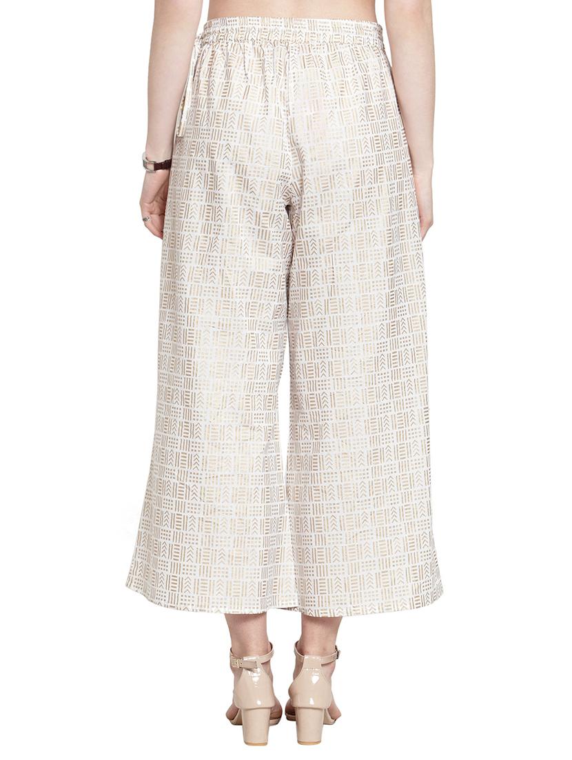 off-white printed flared palazzo - 17694507 - Standard Image - 2
