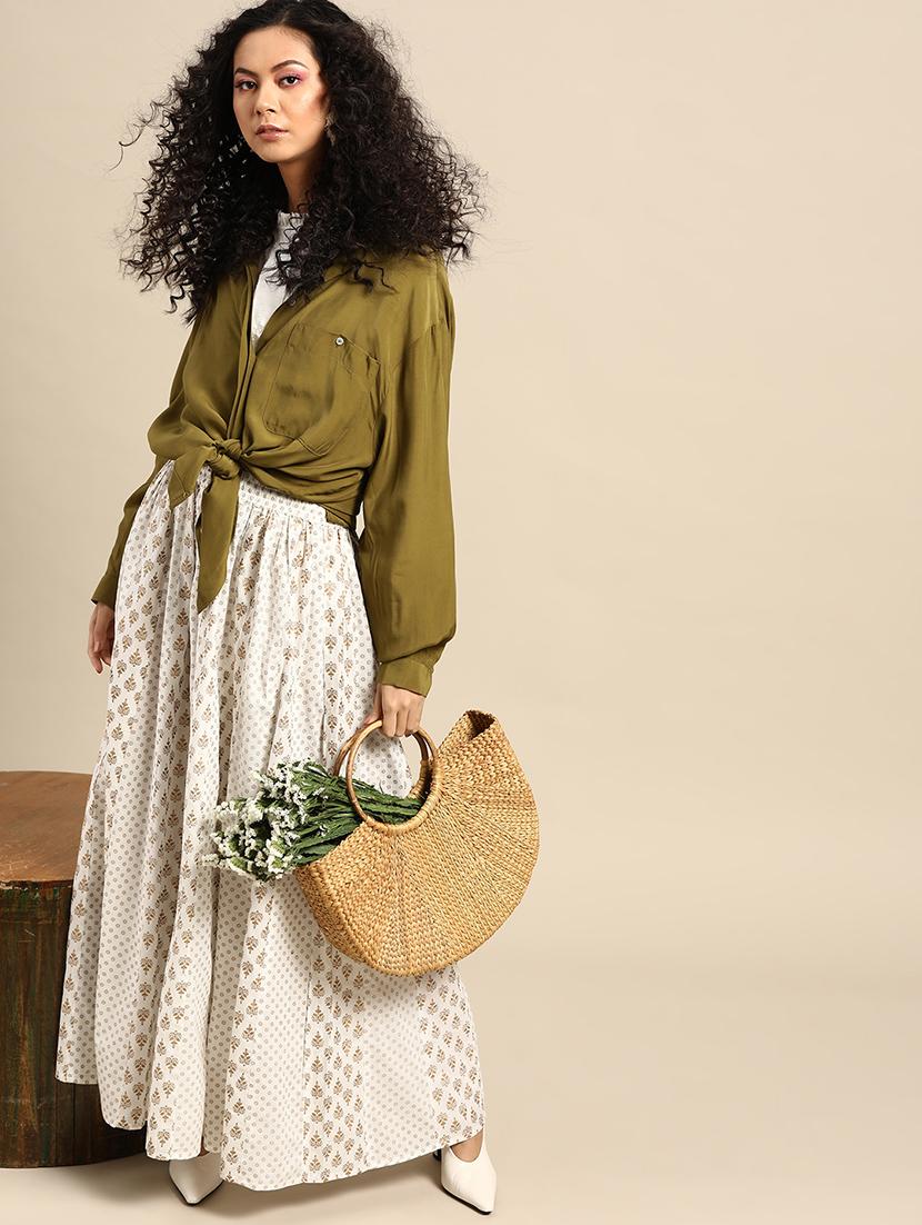 offwhite printed flared palazzo - 17694524 - Standard Image - 2