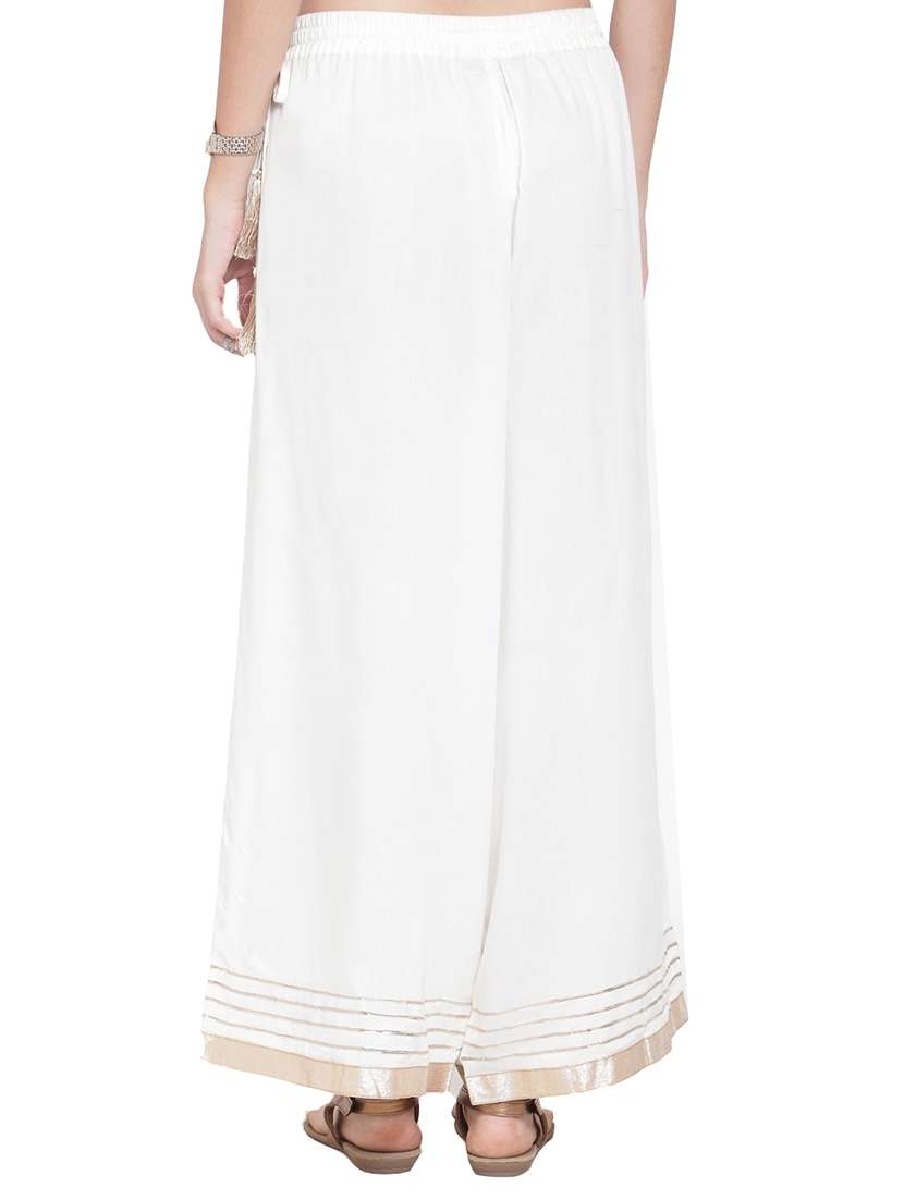 offwhite solid flared palazzo - 17694531 - Standard Image - 2