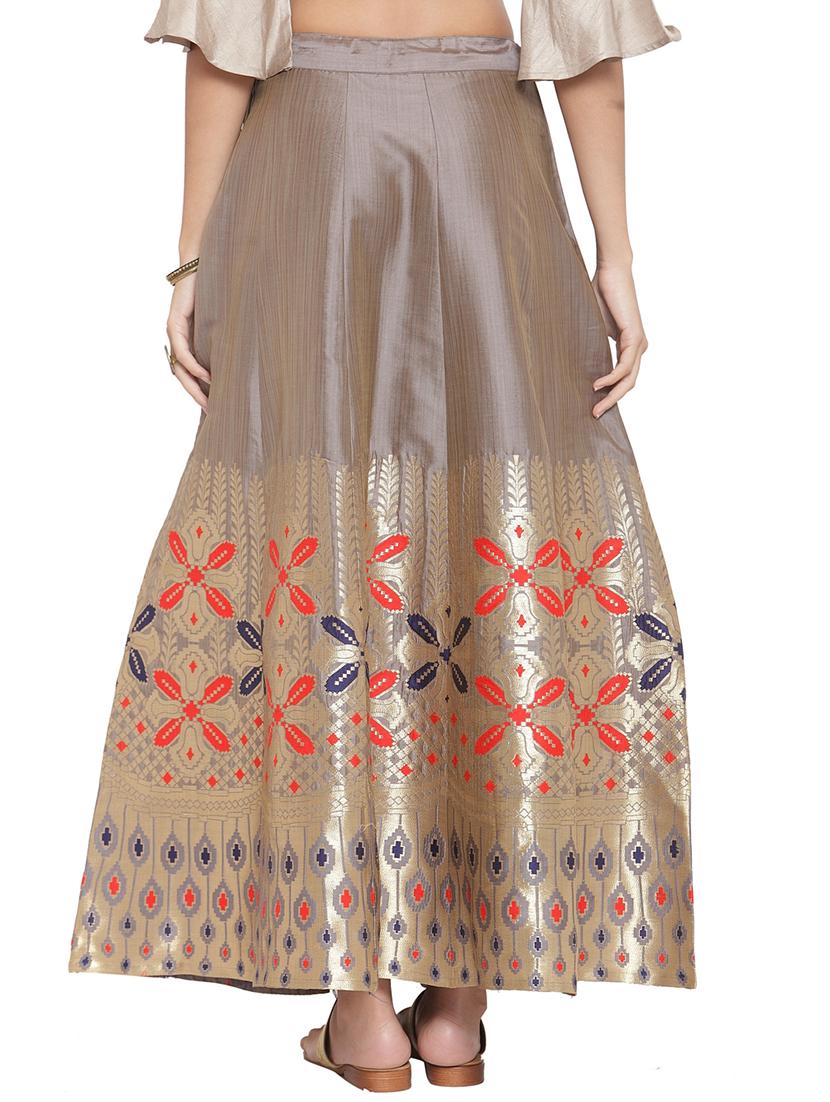 grey silk blend flared skirt - 17694569 - Standard Image - 2