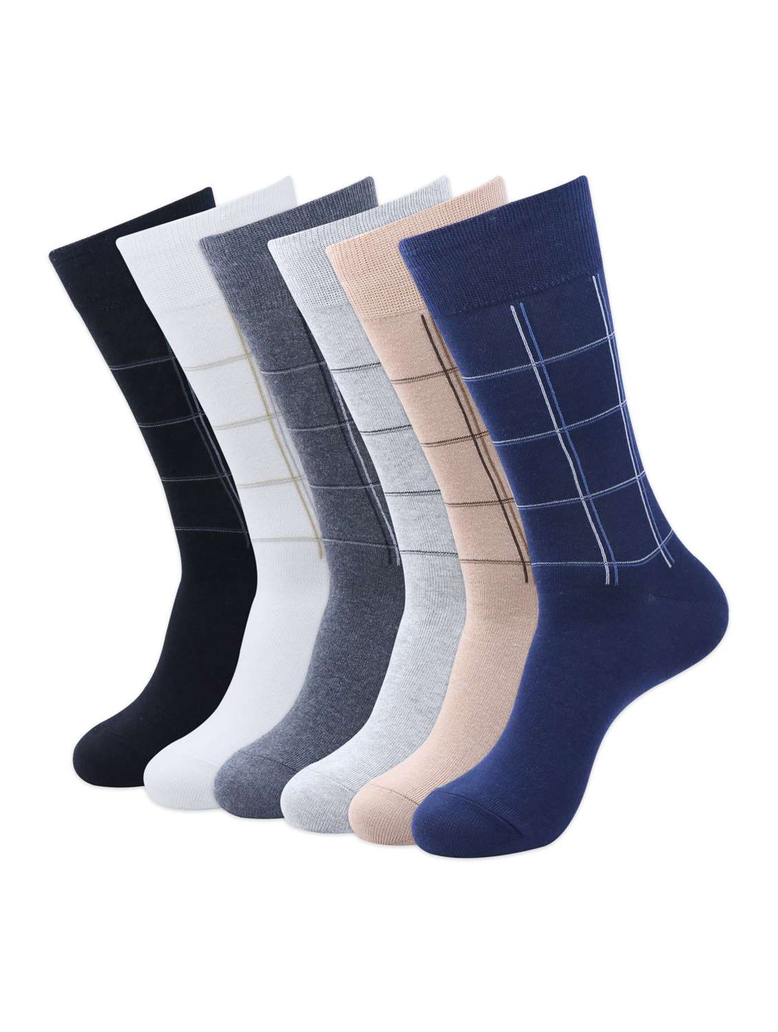 men pack of 6 checked above ankle length sock