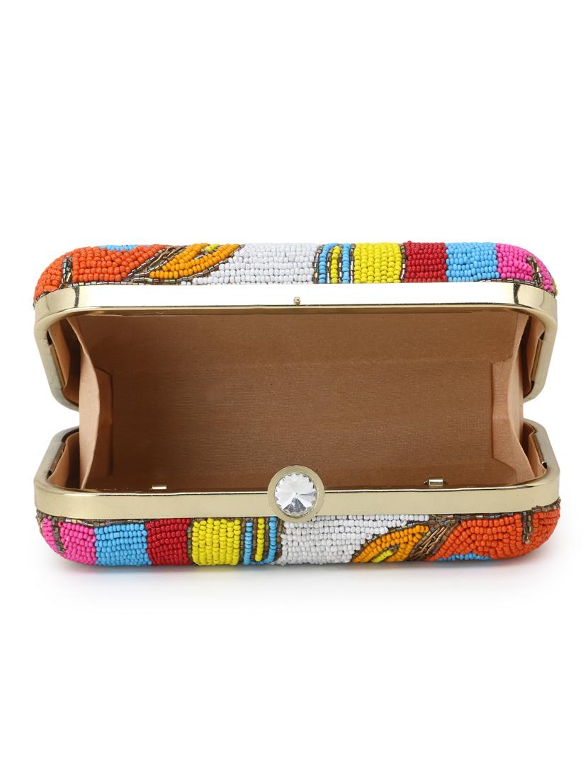 multi color faux silk box clutch - 17695028 - Standard Image - 2