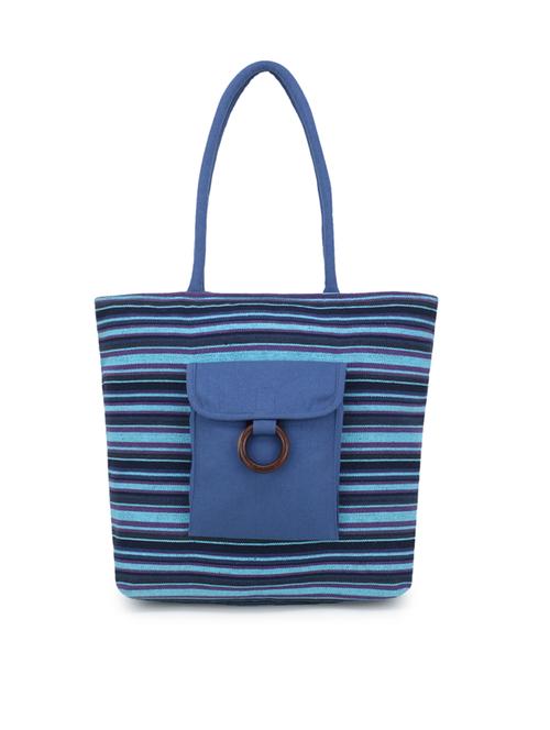 blue jute printed tote - 17695035 -  Standard Image - 0
