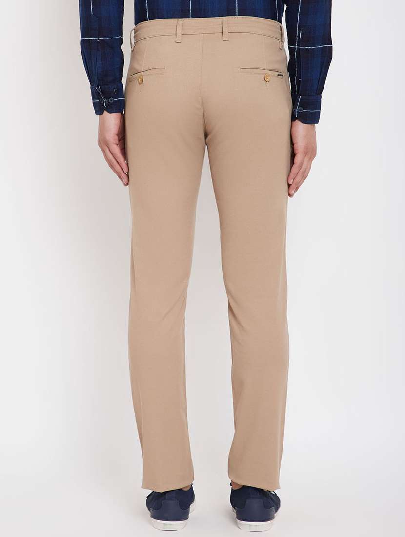beige solid chinos casual trouser - 17695214 -  Standard Image - 2