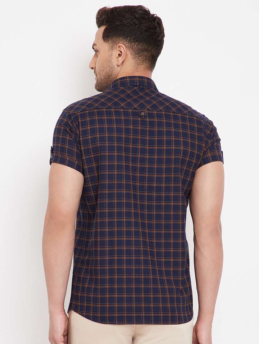 navy blue checkered casual shirt - 17695228 -  Standard Image - 2