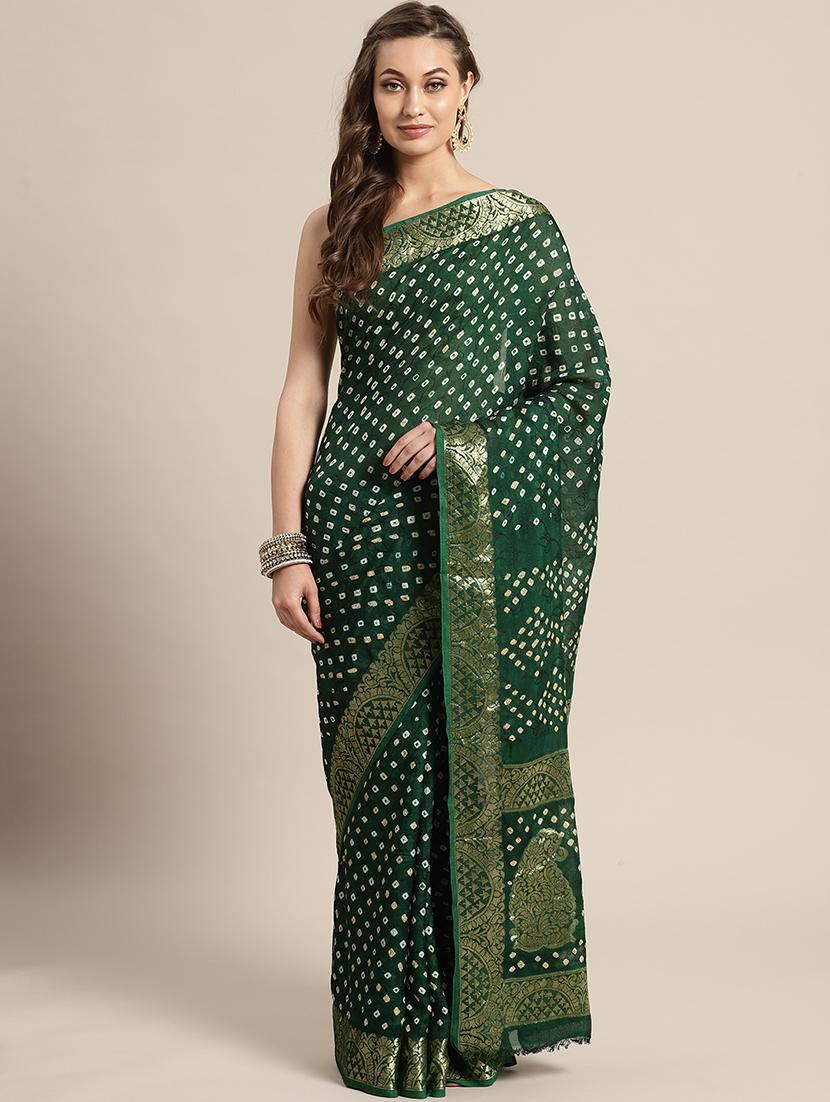bandhani bordered saree with blouse