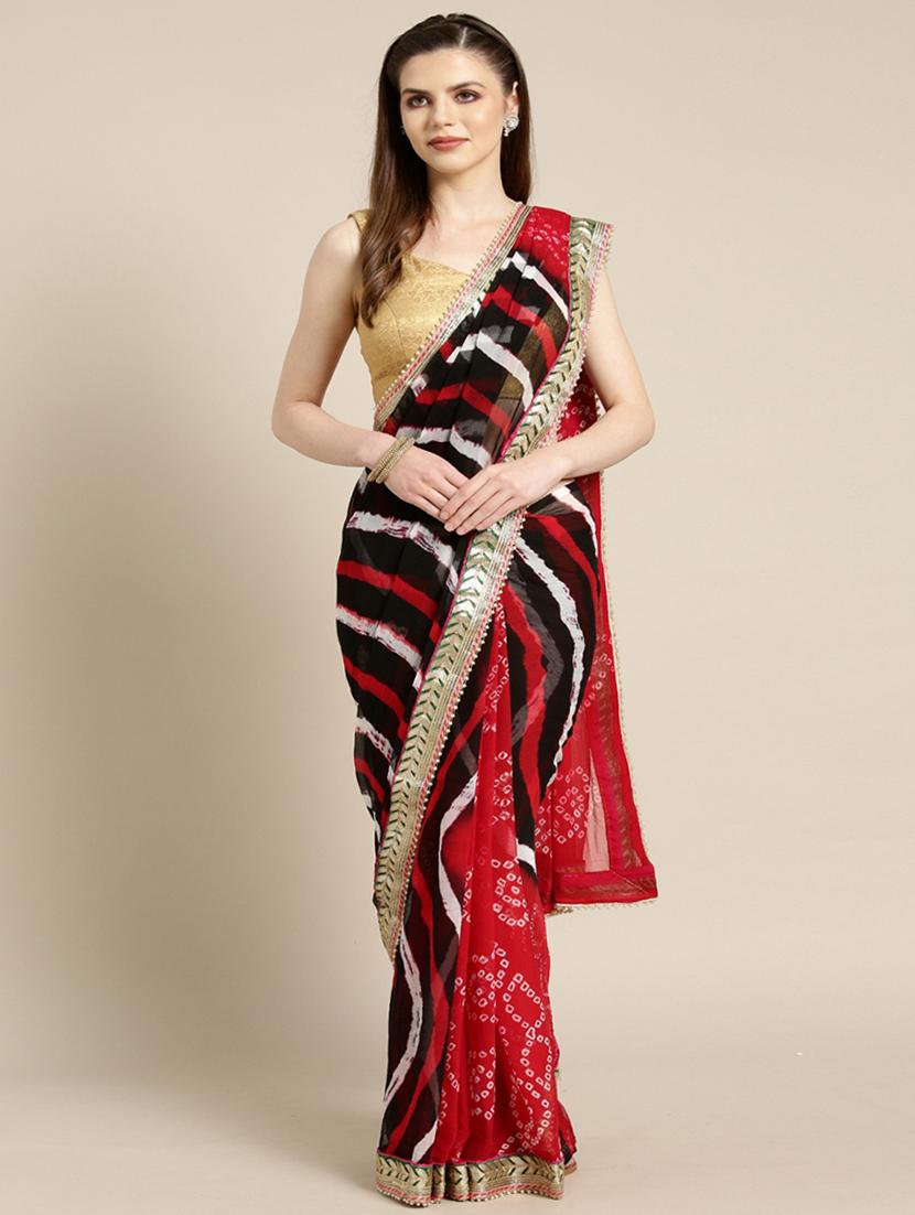 women's printed red colored saree with blouse - 17695703 - Zoom Image - 0