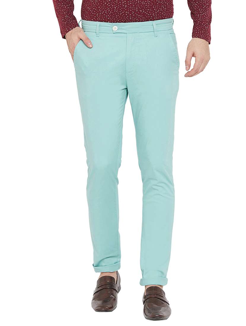 blue solid chinos