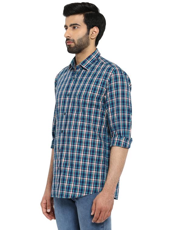 blue checkered casual shirt - 17695983 - Standard Image - 2