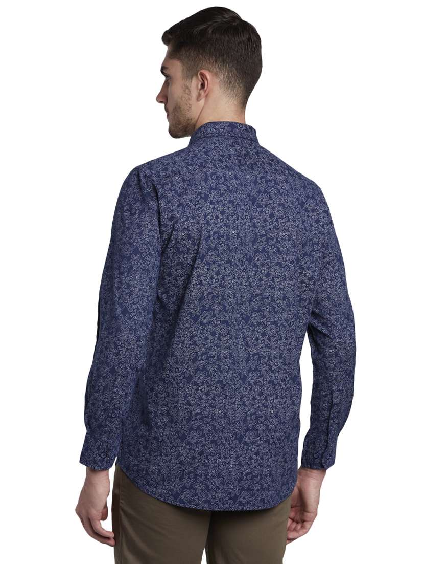 navy blue printed casual shirt - 17695993 - Standard Image - 2