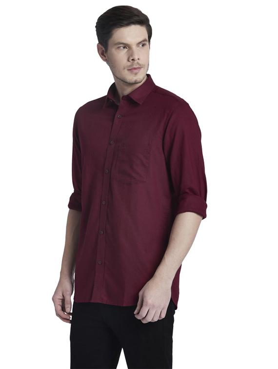 maroon solid casual shirt - 17696073 - Standard Image - 2