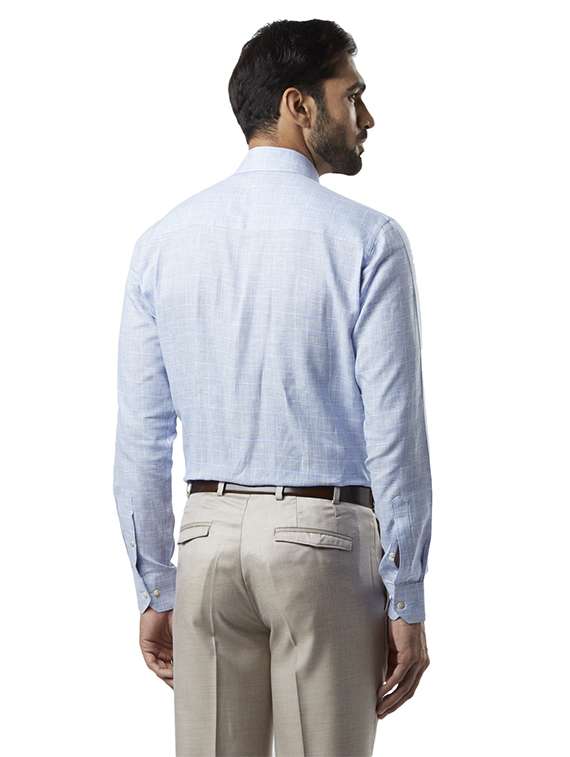 blue checkered linen formal shirt - 17696644 -  Standard Image - 2