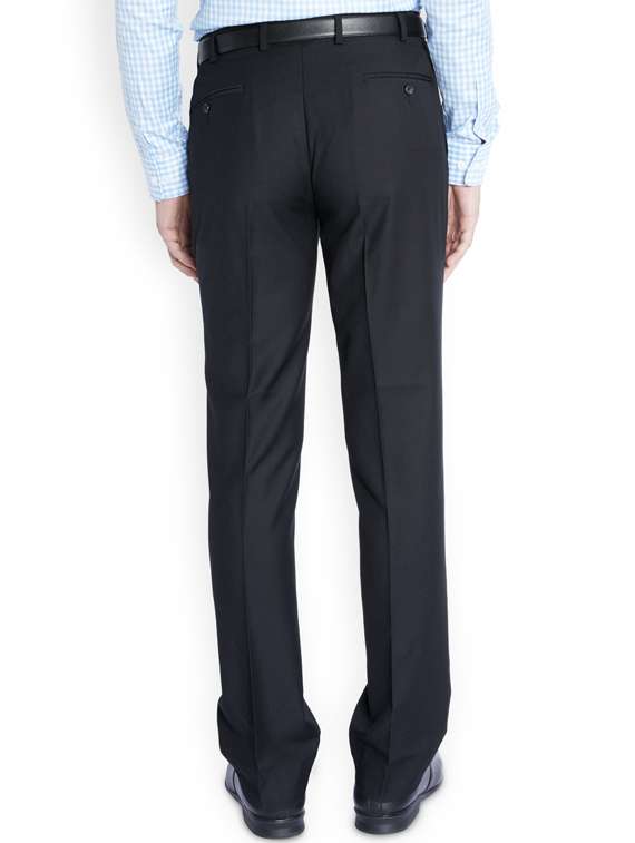navy blue solid flat front formal trouser - 17697156 -  Standard Image - 2