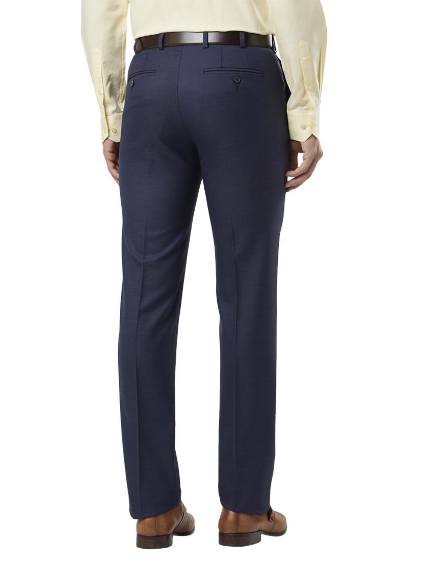 blue textured flat front formal trouser - 17697441 - Standard Image - 2