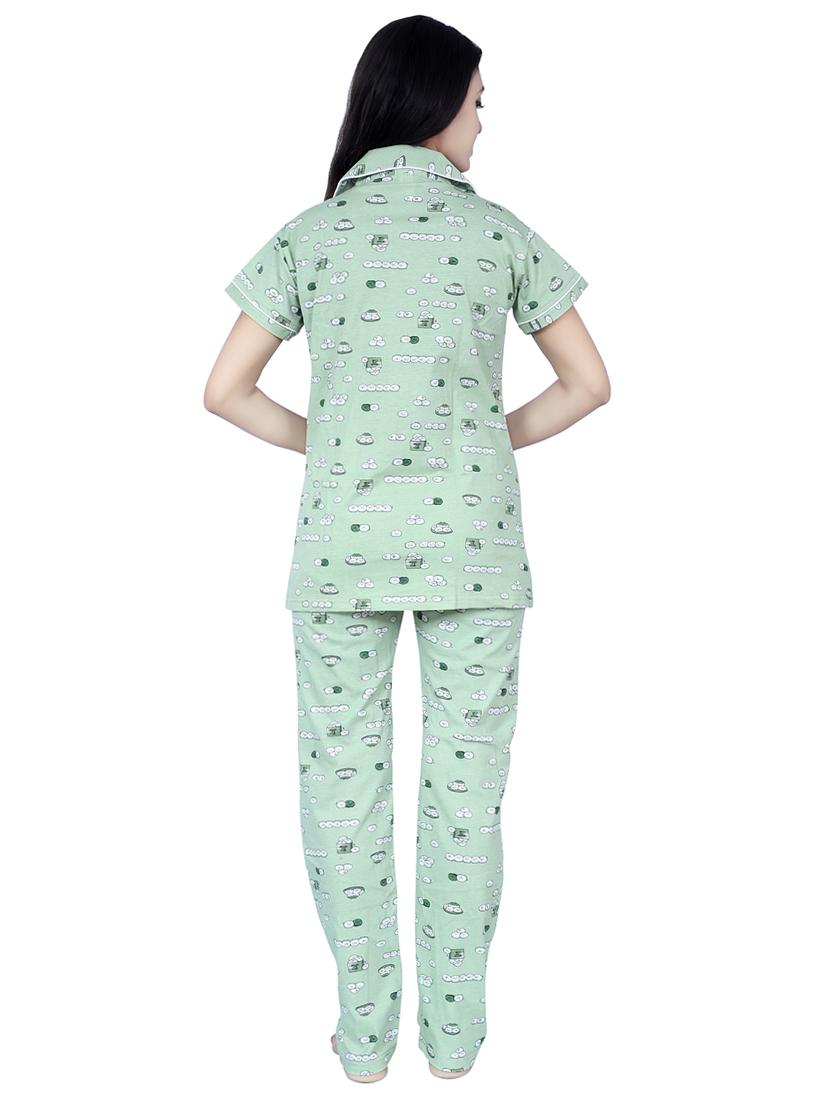 green printed nightwear pajama set - 17698208 - Standard Image - 2