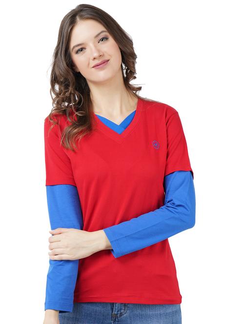 women's color block v neck t-shirt - 17707244 -  Standard Image - 0