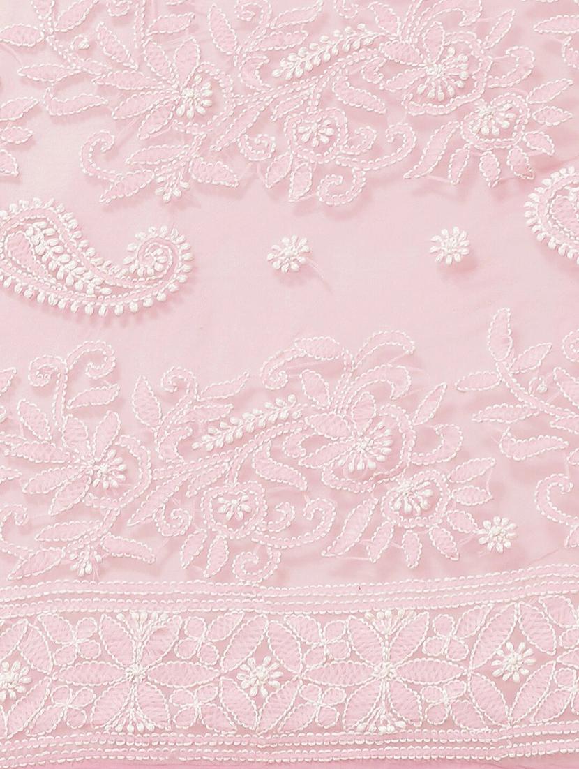 ada hand-embroidered pink chikankari saree with blouse - 17707257 - Standard Image - 2