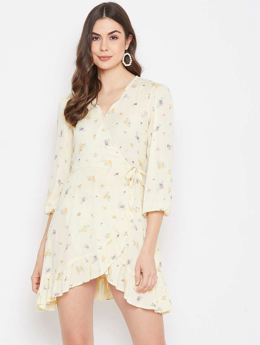 tie front floral wrap dress