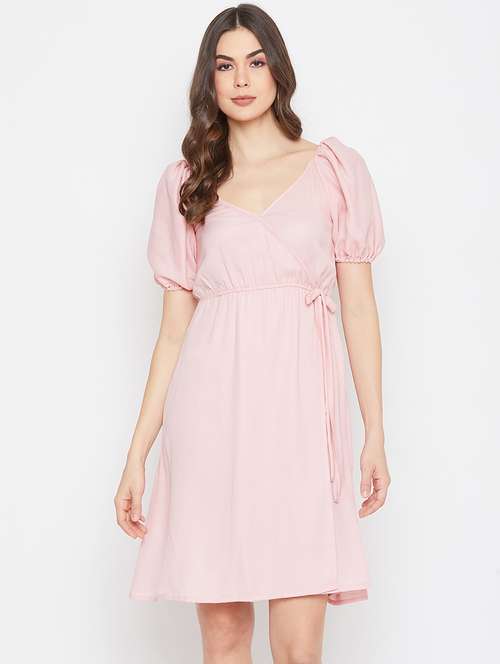 tie front solid flared dress - 17709289 -  Standard Image - 0