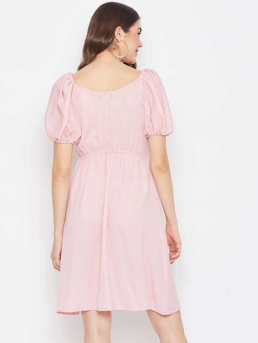 tie front solid flared dress - 17709289 -  Standard Image - 2