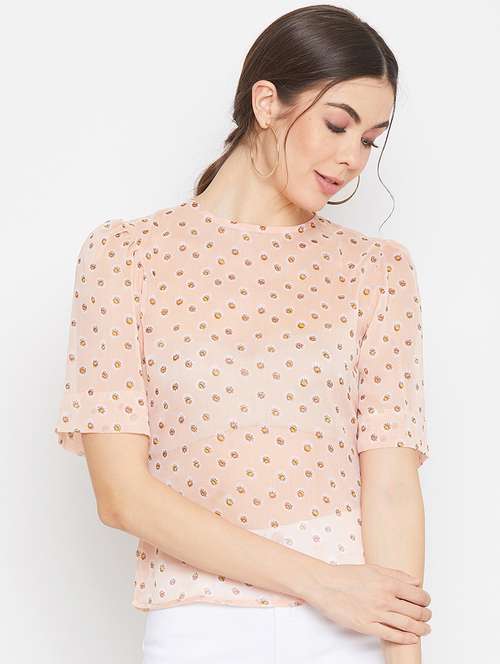 round neck floral top  - 17709300 -  Standard Image - 0