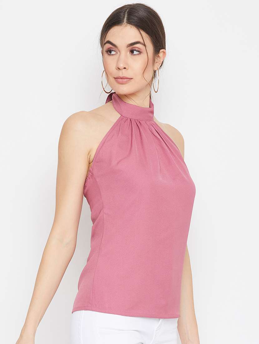 halter neck solid top 