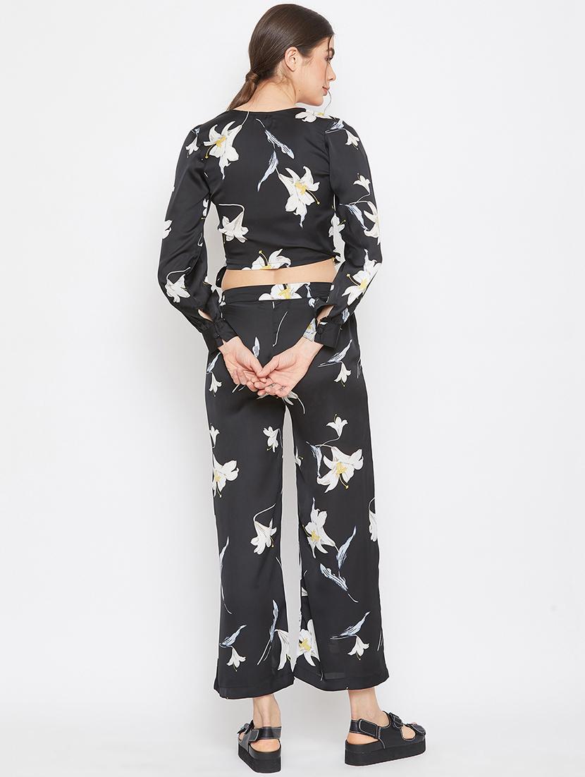 floral wrap top with trouser set - 17709304 - Standard Image - 2