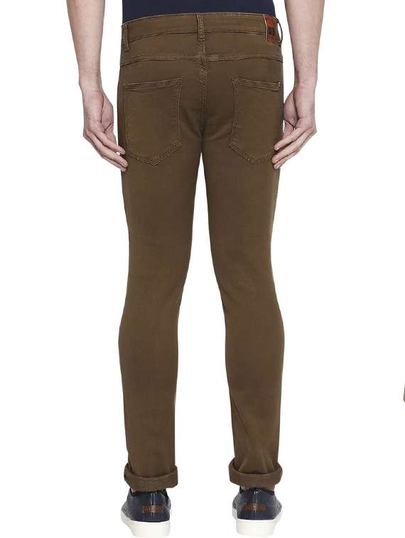 brown solid flat front casual trouser - 17709363 -  Standard Image - 2