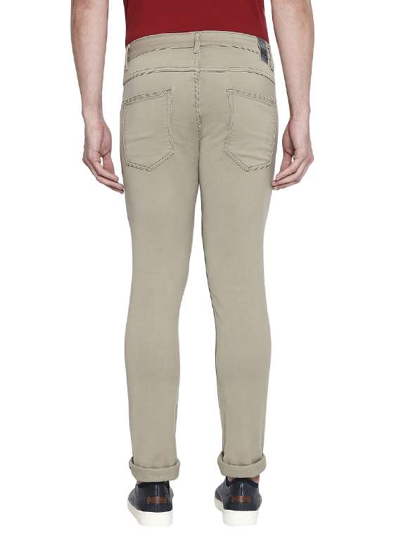 olive green solid flat front casual trouser - 17709364 -  Standard Image - 2