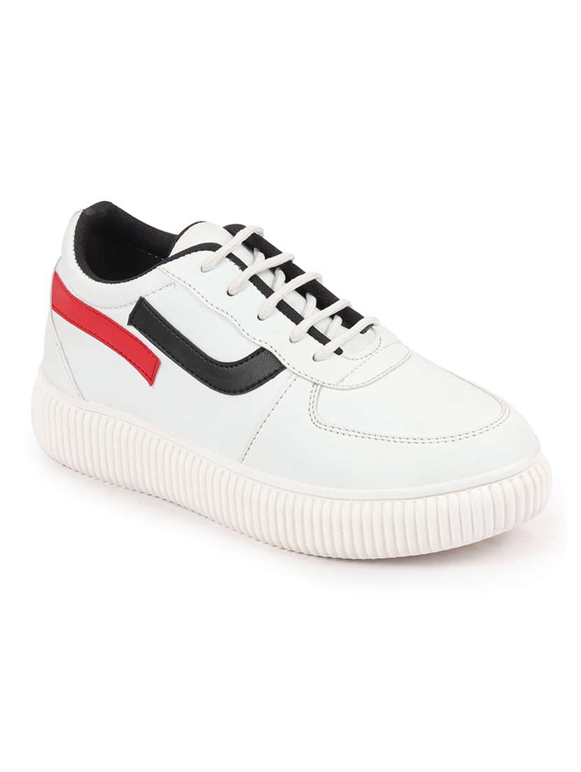 white pu laceup sneakers