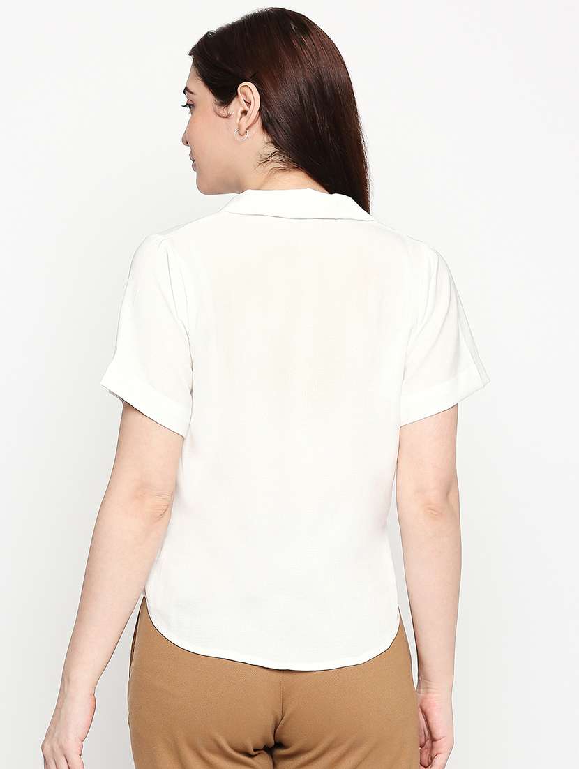 white solid crop shirt - 17709501 -  Standard Image - 2